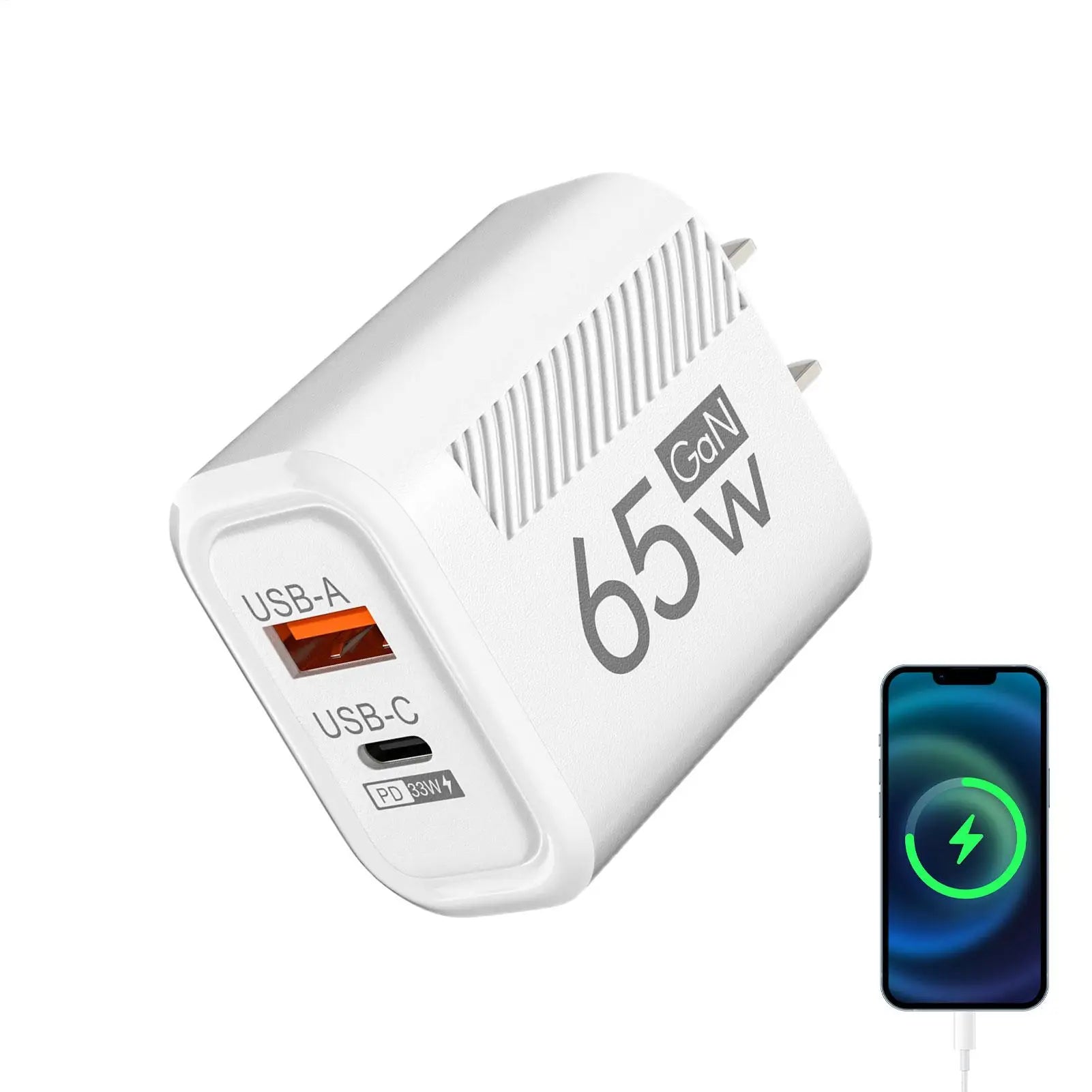 65W USB-C PD Fast Charger Adapter 3 Ports EU US Plug USB-C Fast Charger Peaceful Pleasures Health and Wellness