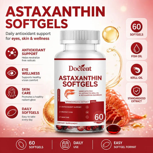 Astaxanthin & Krill Oil Softgels – 60ct Antioxidant Support Antioxidant Softgels Peaceful Pleasures Health and Wellness
