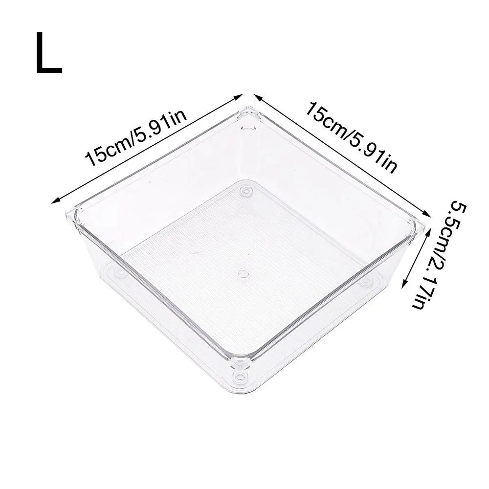 Durable S/M/L/XL/XXL Desktop Storage Box Transparent Sundries Sorting Storage Organizer Drawer Plastic Cosmetics Organizer Boxes Peaceful Pleasures Health and Wellness L-Style1