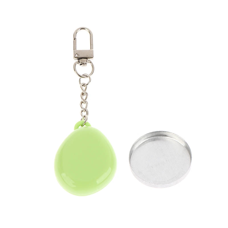 Colorful Keychain Empty Makeup Compact Diy Refill Case With Aluminum Tray Portable Cosmetic Storage Small Blush Container Peaceful Pleasures Health and Wellness Green Keychain