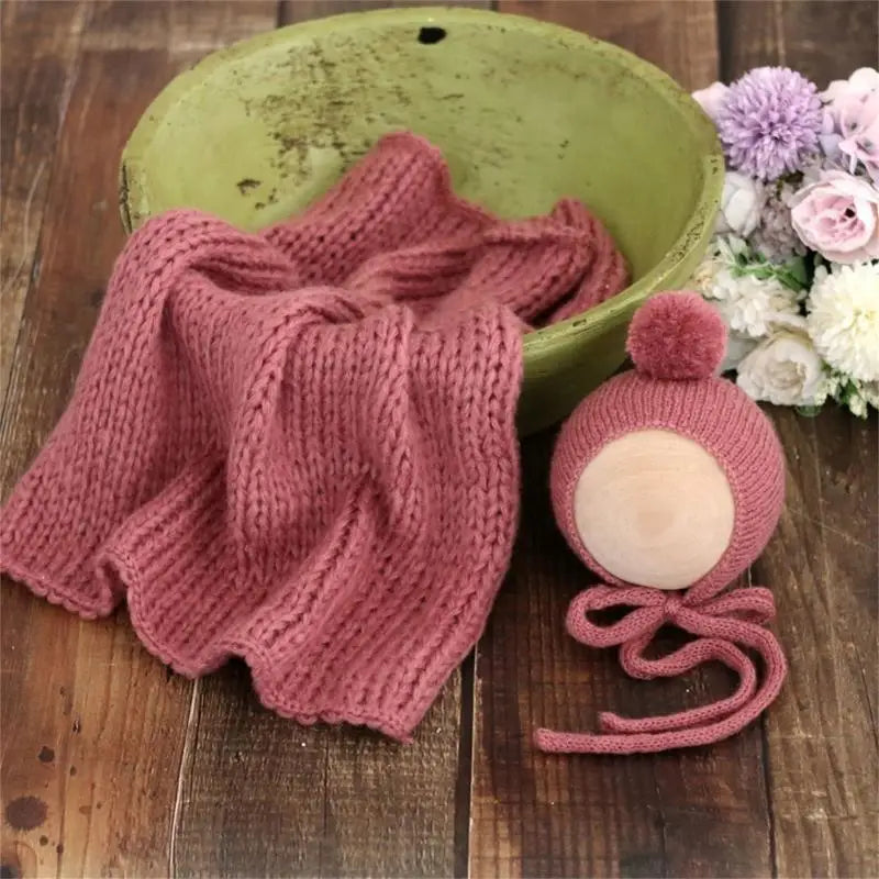 Newborn Photography Props – Mohair Hat & Wrap Blanket Set