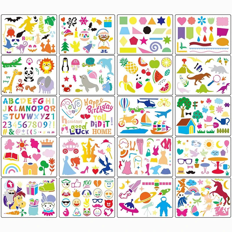 Kids Drawing Stencils 300+ Patterns Templates Plastic Stencil Girls