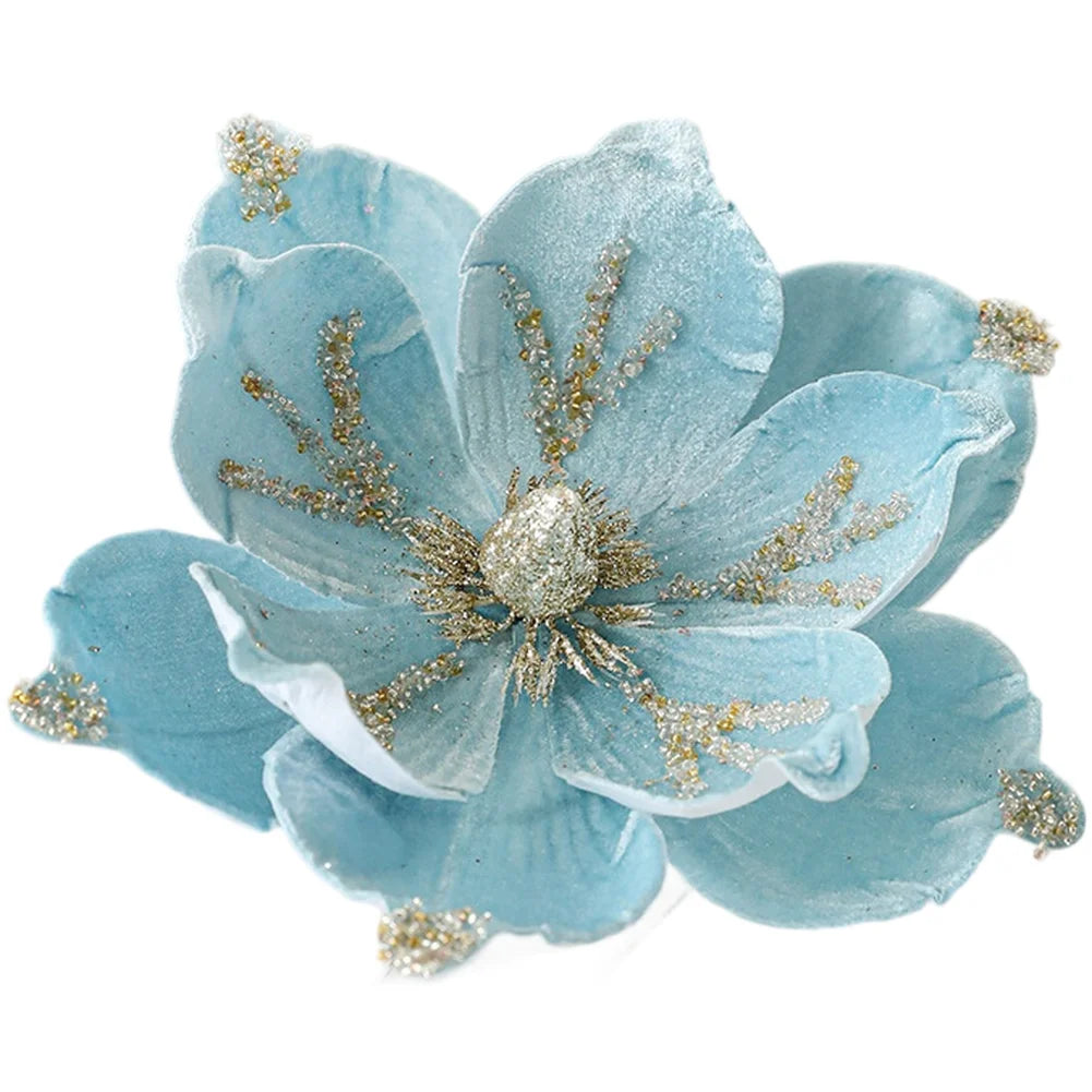 Christmas Artificial Magnolia Flower | Velvet Festive Home Decor