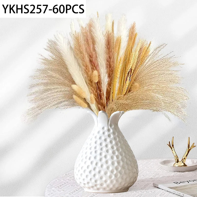 Natural Dried Pampas Grass Bunny Tails Bouquet | Boho Decor