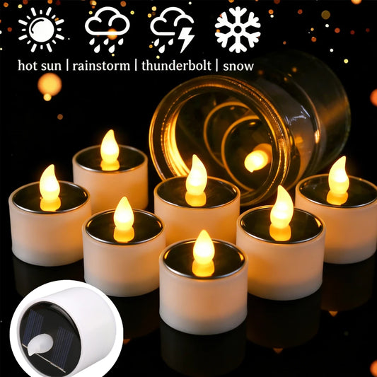 6PC/12PC Solar Tea Light LED Candles Flameless Outdoor Waterproof Rechargeable Candles for Pool Party Garden Home Porch Decor Peaceful Pleasures Health and Wellness