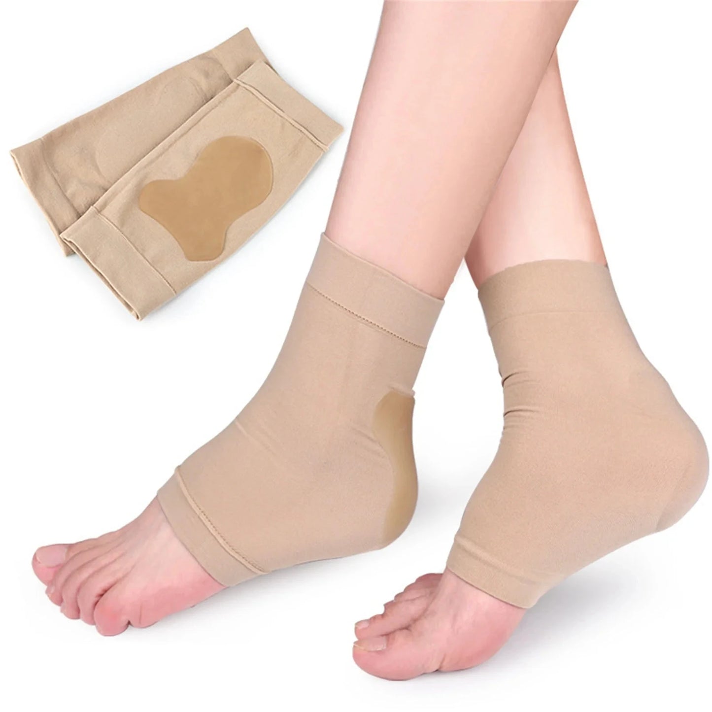 One Pair Padded Skate Socks for Lace Bite Protection For Heel Pain Relief Silicone Heel Protectors Peaceful Pleasures Health and Wellness Heel Protection