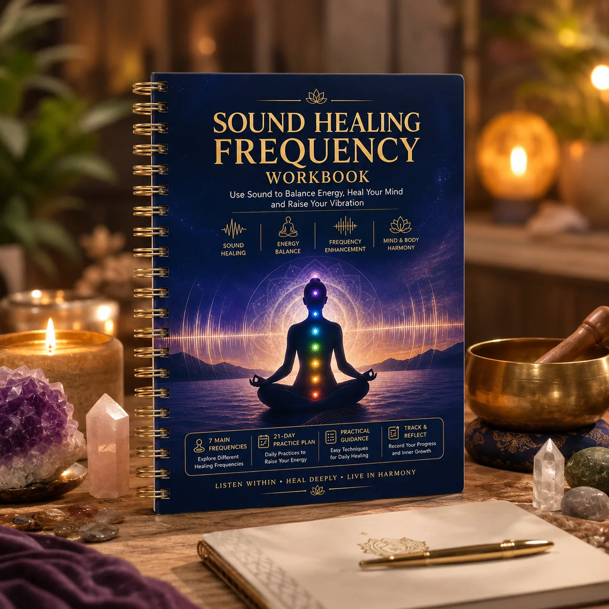 SOUND HEALING FREQUENCY WORKBOOK 21-Day Therapy Chakra Guide Energy