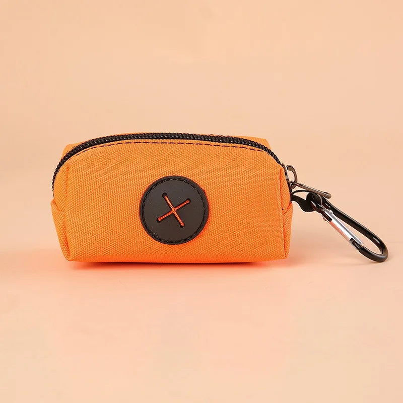 Canvas Dog Poop Bag Dispenser with Carabiner Clip Pet Waste Dispenser Peaceful Pleasures Health and Wellness Orange