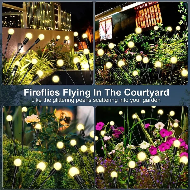 Solar Firefly Garden Lights 6/8 LED Waterproof Pathway Lawn Decor