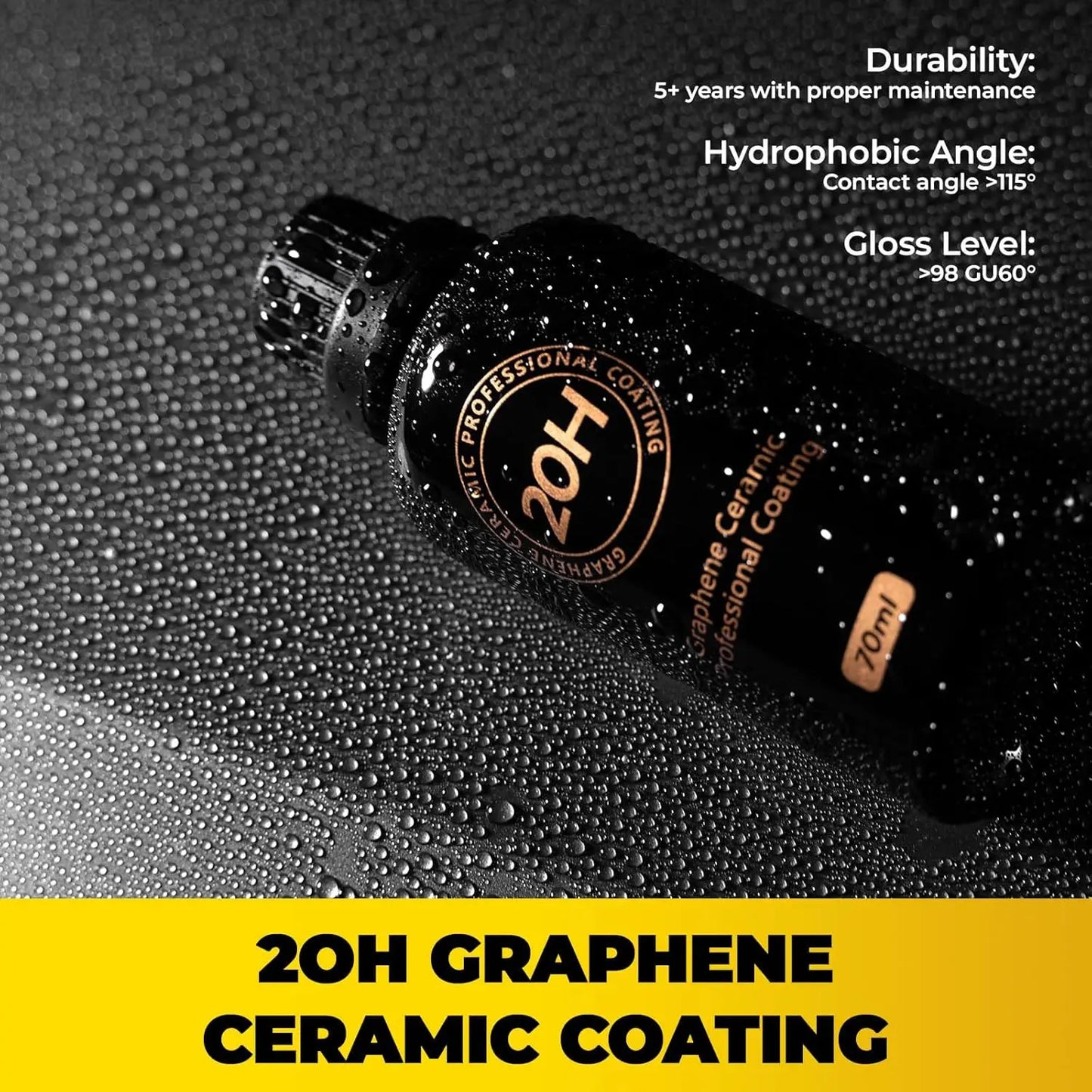 20H Graphene Ceramic Coating for Cars 70ml Professional Ceramic Coating High Gloss Finish Hydrophobic Scratch Protection Peaceful Pleasures Health and Wellness