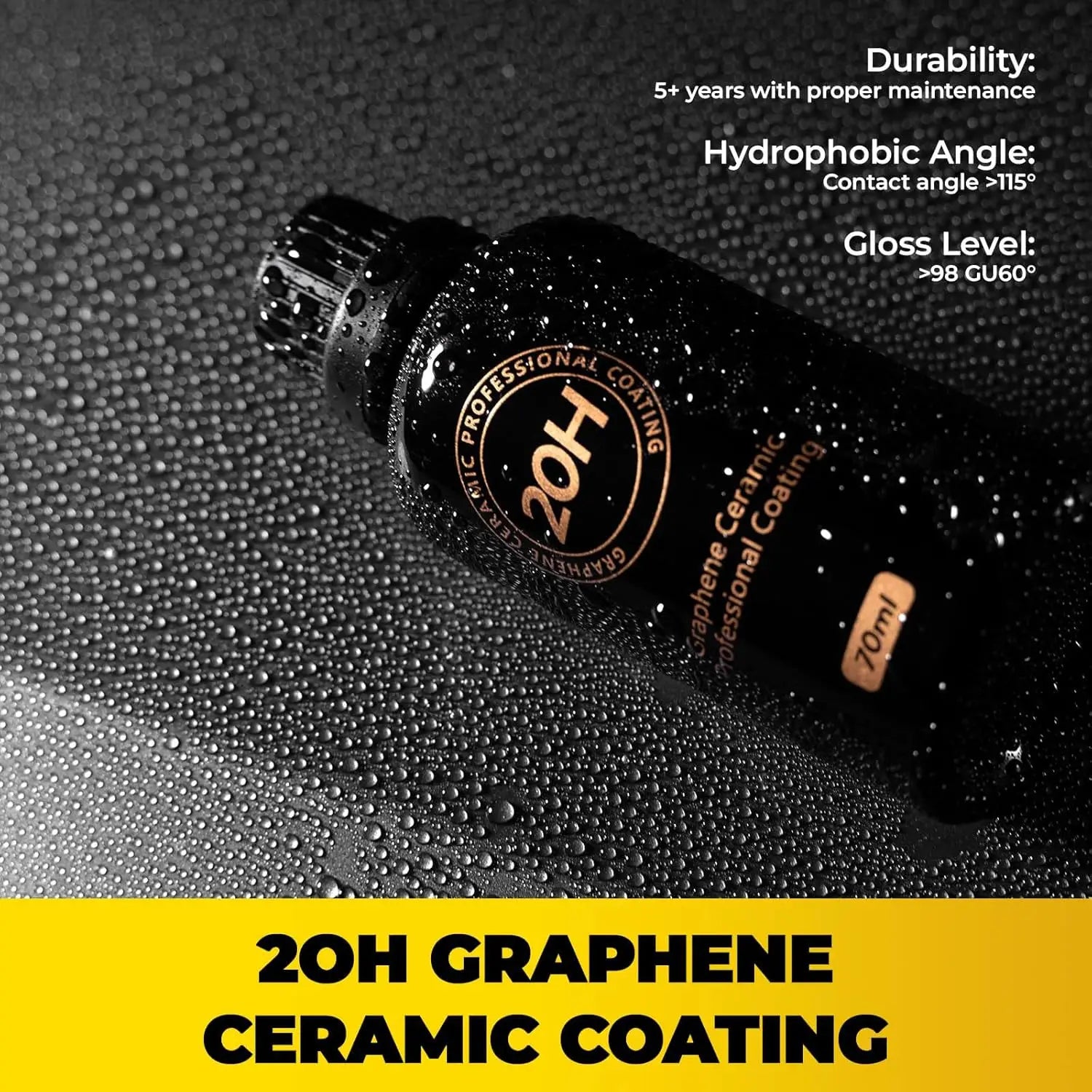 20H Graphene Ceramic Coating for Cars 70ml Professional Ceramic Coating High Gloss Finish Hydrophobic Scratch Protection Peaceful Pleasures Health and Wellness