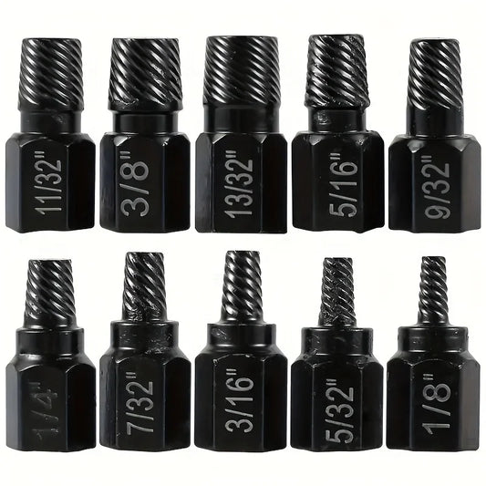 Screw Extractor Alloy Steel Damaged Remover Metal Easy Out Drill Bits Peaceful Pleasures Health and Wellness 10PCS