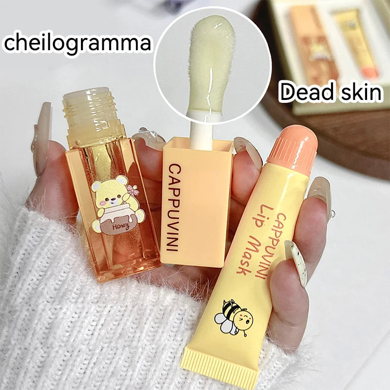 Cappuvini Honey Lip Care Set – Lip Mask & Oil for Soft Lips