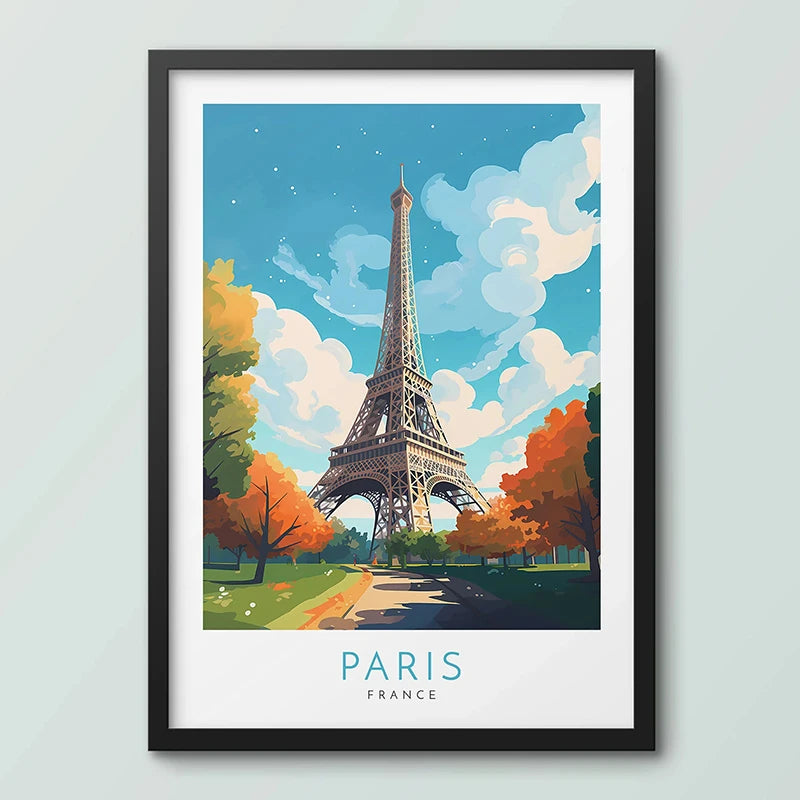 Paris Eiffel Tower Canvas Wall Art | France Travel Poster