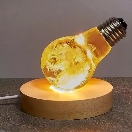 Wood LED USB Night Light Display Stand Desk Lamp Base LED Display Lamp Base Peaceful Pleasures Health and Wellness 6cm Warm White