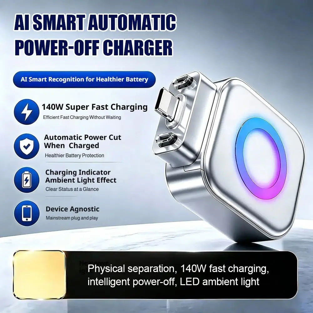 140W Smart Auto-Stop USB-C Charging Adapter | Overcharge Protection