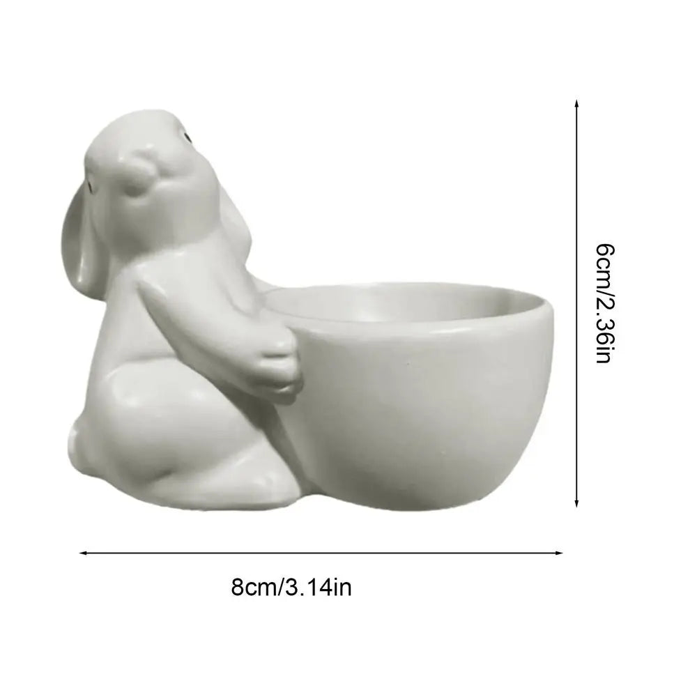 Resin Bunny Egg Cup Holder | Boiled Egg & Jewelry Stand Decorative Egg Cup Peaceful Pleasures Health and Wellness China Mainland White