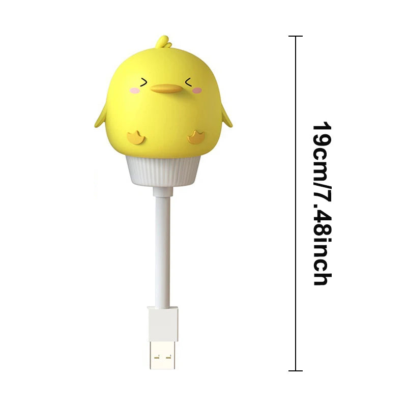 USB Night Light LED Cute Cartoon Night Lamp Bear Chick Kitten Remote Control for Baby Kid Bedroom Decoration Bedside Lamp Peaceful Pleasures Health and Wellness USB Model Duck