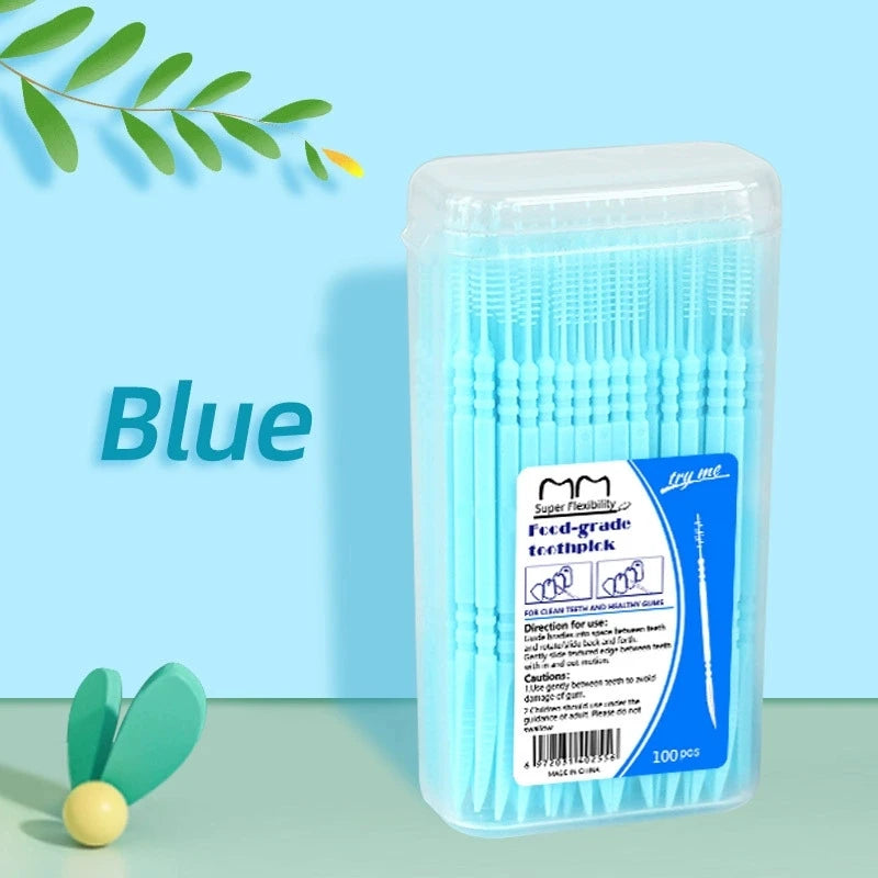 Disposable Double-Head Dental Floss Picks | 100 Pack Box