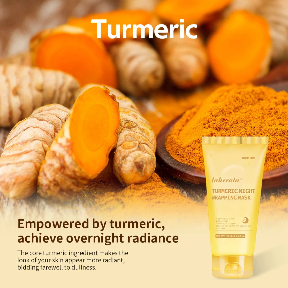 Peelable Effect Turmeric Night Wrapping Mask Smooths Roughness Skin Radiance Elasticity Moisturizing Brightening Face Mask Peaceful Pleasures Health and Wellness