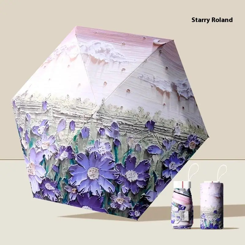 Women's Compact Sun Umbrella with UV Protection, Stylish Five-Fold Outdoor Parasol Single Piece Peaceful Pleasures Health and Wellness A5