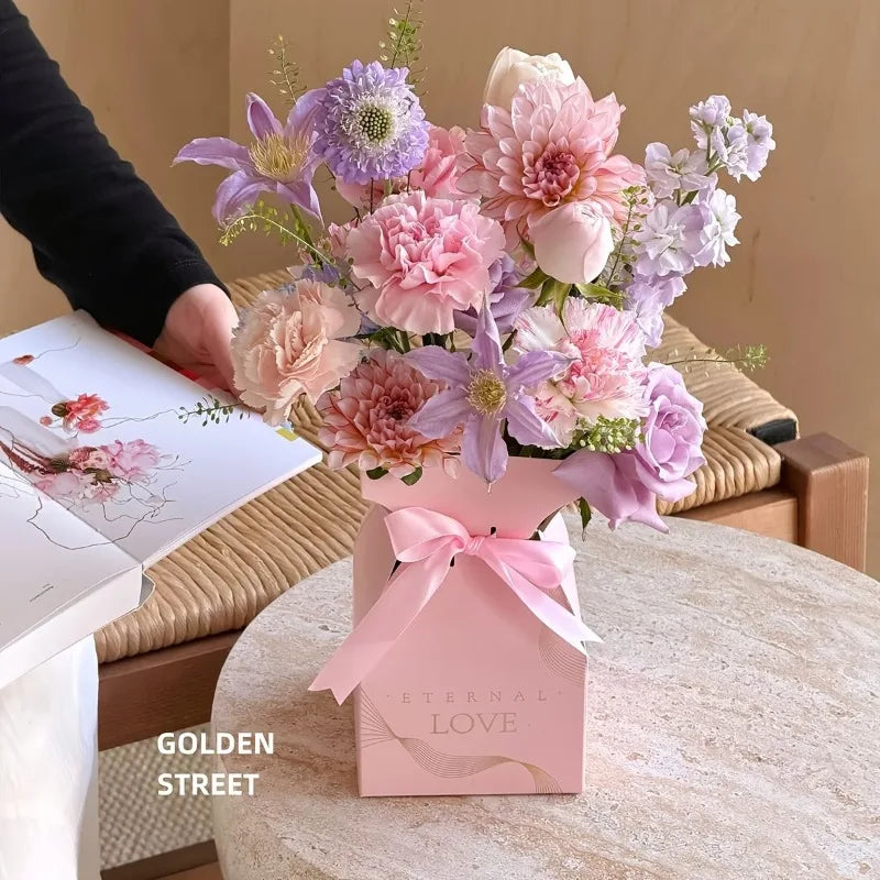 Flower Gift Box Bouquet Wrap with Handle – 10–40 Pack