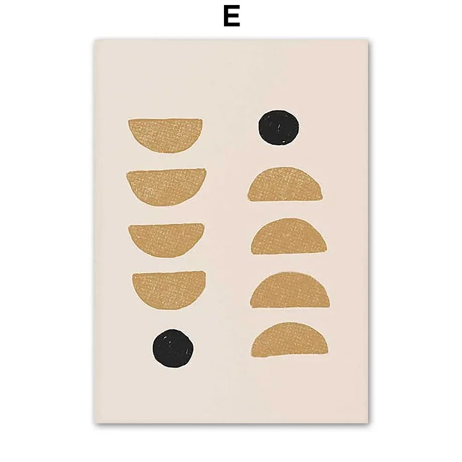 Boho Abstract Canvas Wall Art | Beige Terracotta Line Art Print