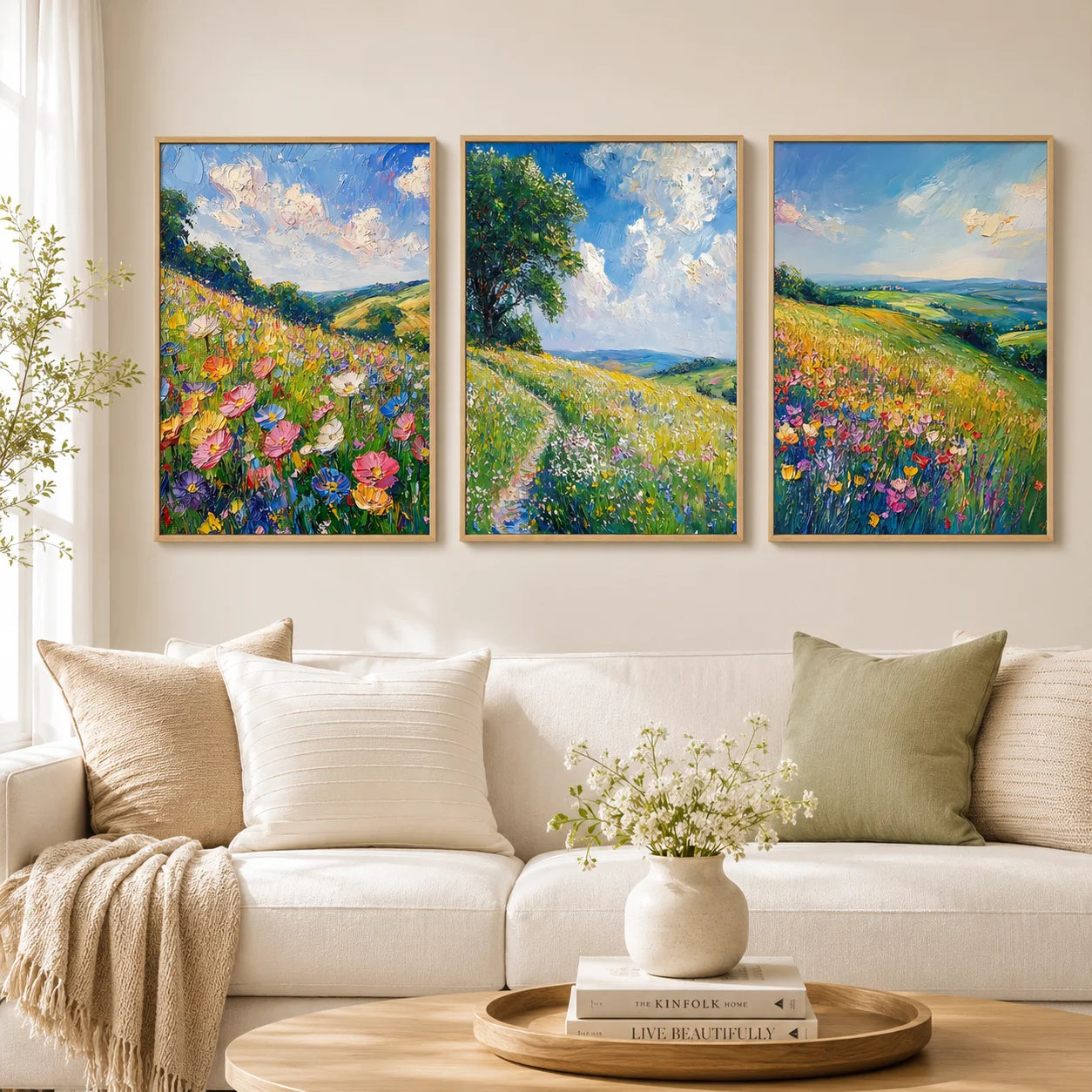 Wildflower Meadow Canvas Wall Art | Spring Landscape Print Canvas Wall Art Print Peaceful Pleasures Health and Wellness