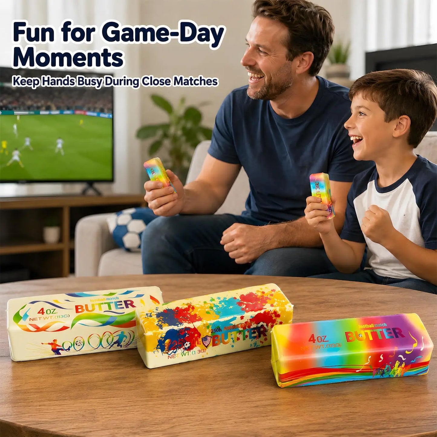Slow Rise Squishy Butter Bar Football Fidget Toy – 1–10 Pack