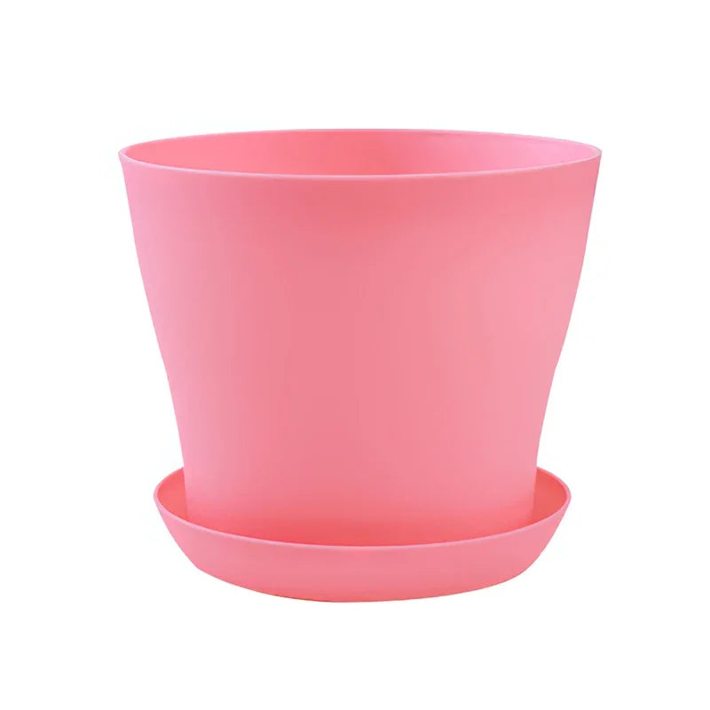 5-Size Round Plastic Planter Pots with Tray | Succulents & Bonsai