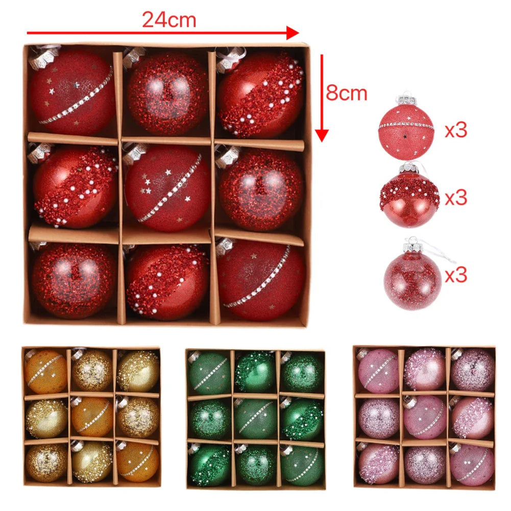 Christmas Ball Ornaments Set of 9 – Classic Holiday Tree Decor