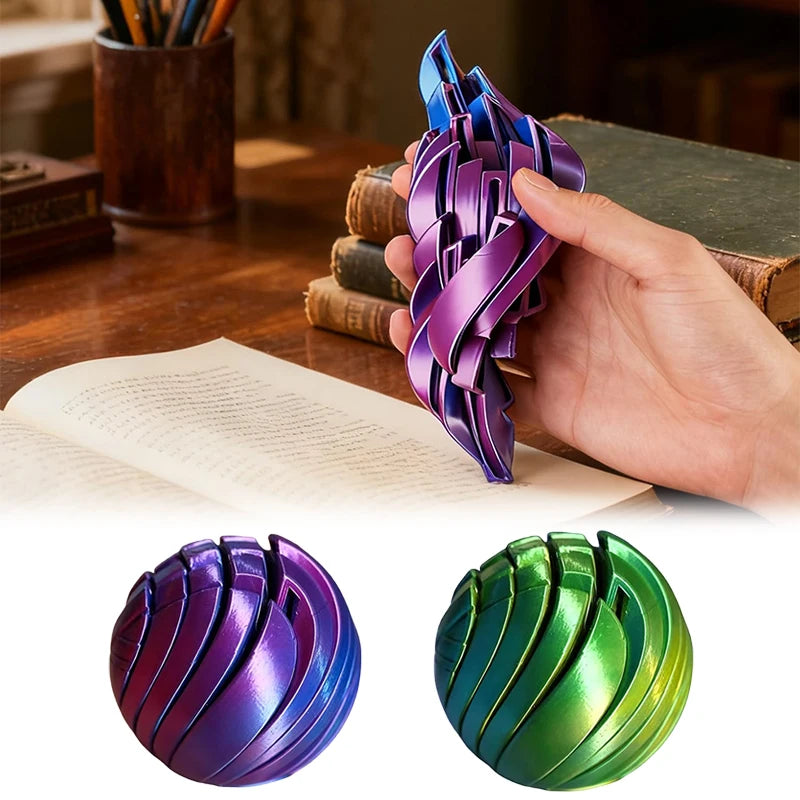 Slime Ball Fidget Toy 3D Printed Twistsphere Fidget Toy Gear Liquid Flow Ball With Rotating Design Anxiety Relief Toys For Offic Peaceful Pleasures Health and Wellness