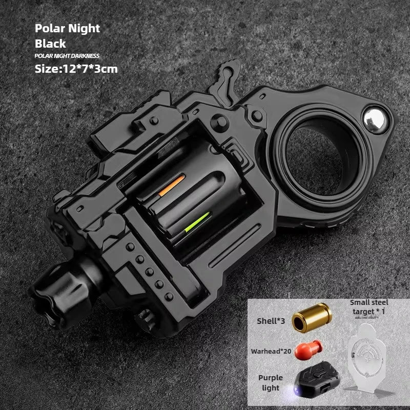 EDC Fidget Toy Alloy Revolver Ring Gun Fun Shooting Stress Relief Mini Metal Collectible Gun Model Fidget Spinner Boys Gifts Peaceful Pleasures Health and Wellness