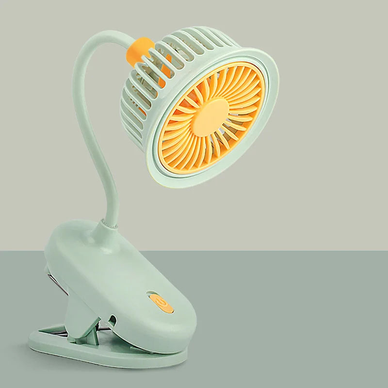 Clip-On Mini Fan 360° Flexible Neck | USB Rechargeable Quiet