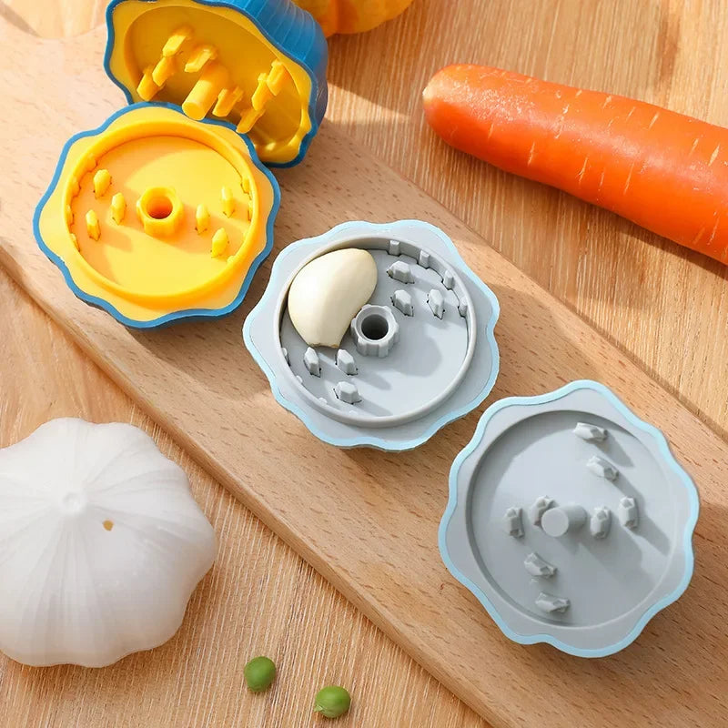 Kitchen Gadgets Cute Household Garlic Shape Plastic Manual Rotary Grinding Garlic Press Mini Chopper For Chili ginger and Garlic Peaceful Pleasures Health and Wellness