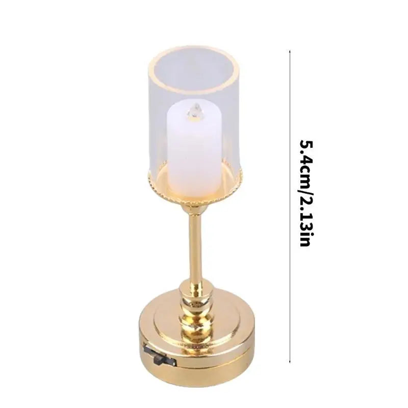 1/12 Miniature Dollhouse Table Lamp – Glass Shade & Metal Base