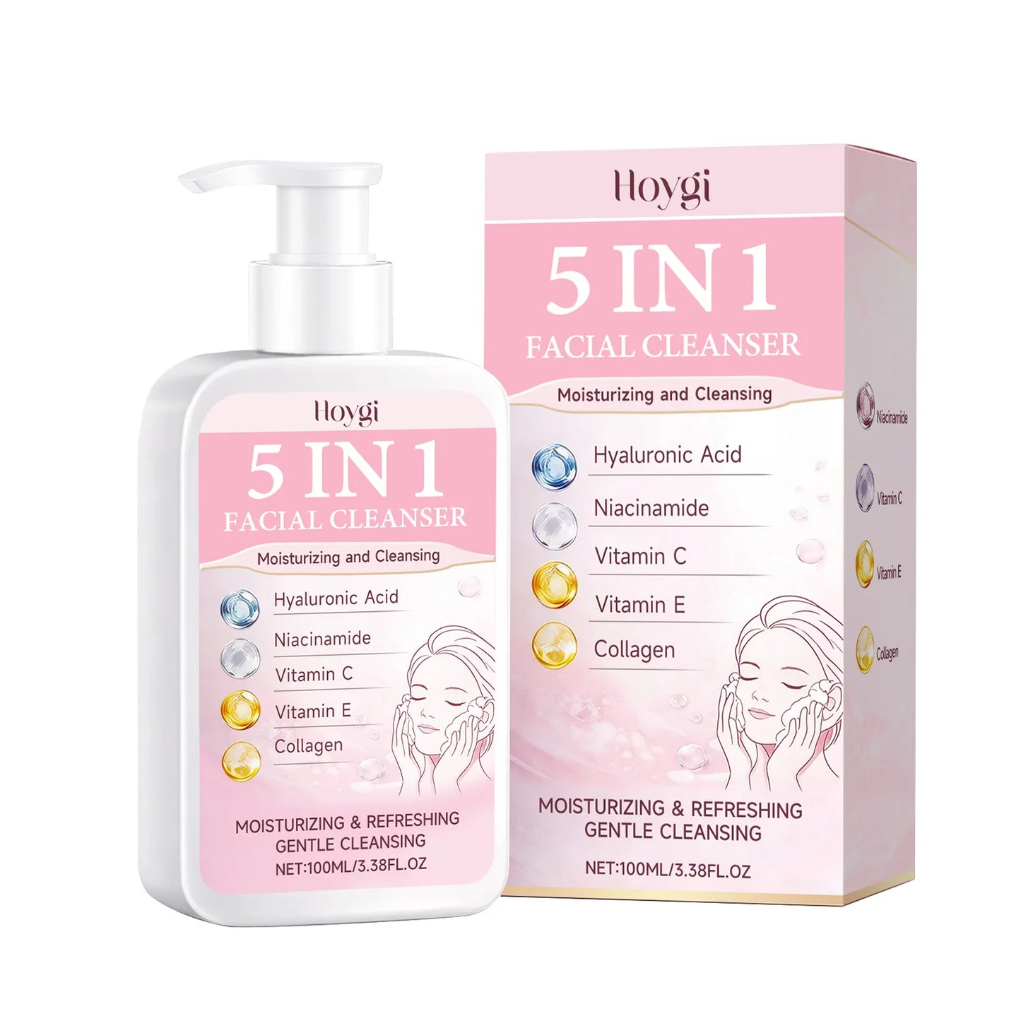 5-in-1 Hydrating Facial Cleanser – Foam, Brightening & Makeup