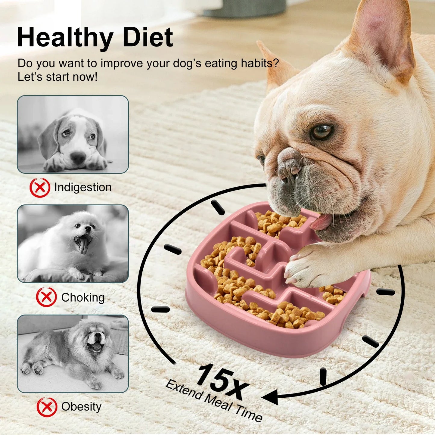 Slow Feeder Bowl for Dogs & Cats | Maze Anti-Choke Dish