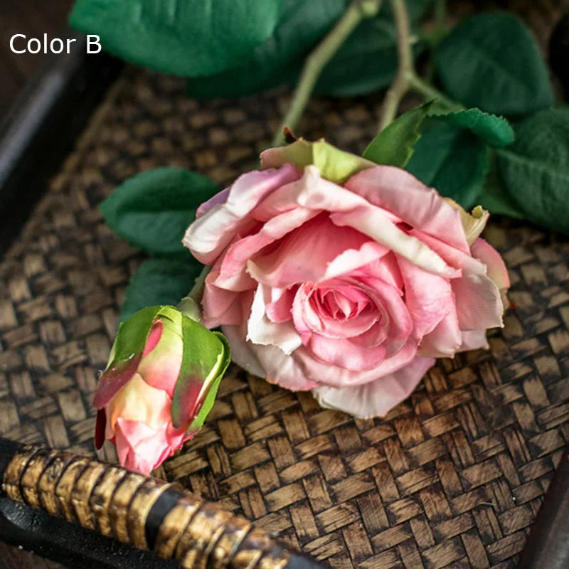 Big Silk Rose Branch – Artificial Flowers for Wedding & Home Decor