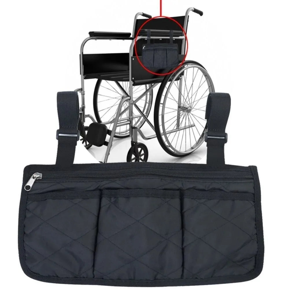 Wheelchair Armrest Hanging Bag | Multi-Pocket Waterproof Organizer