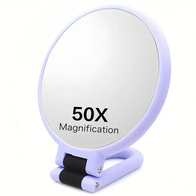 Dual-Sided 1X/50X Magnifying Makeup Mirror – Handheld Portable