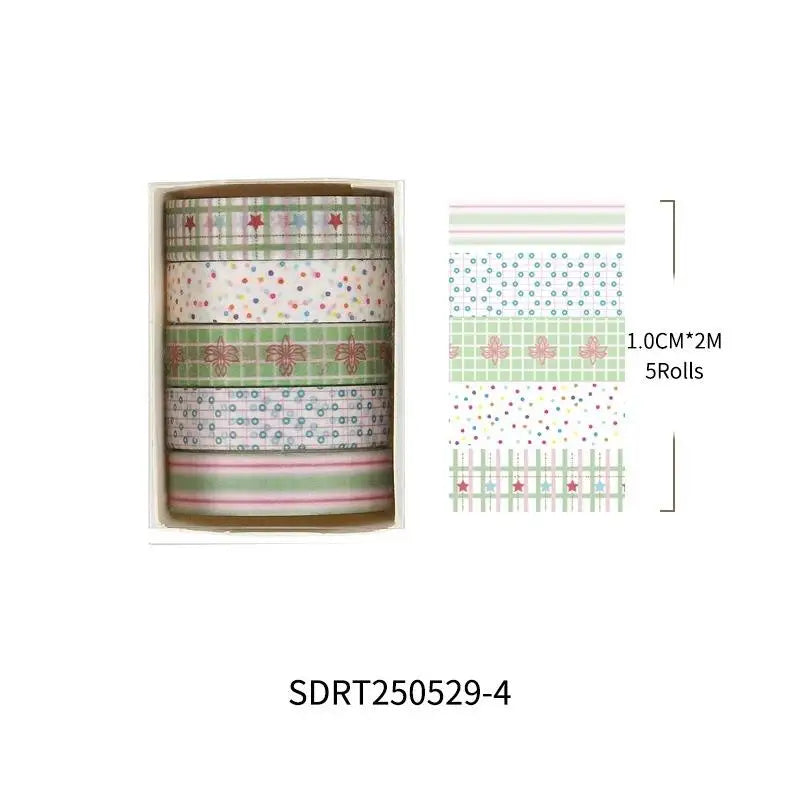5-Pack Cherry Star Cartoon Washi Tape for Journals & Planners
