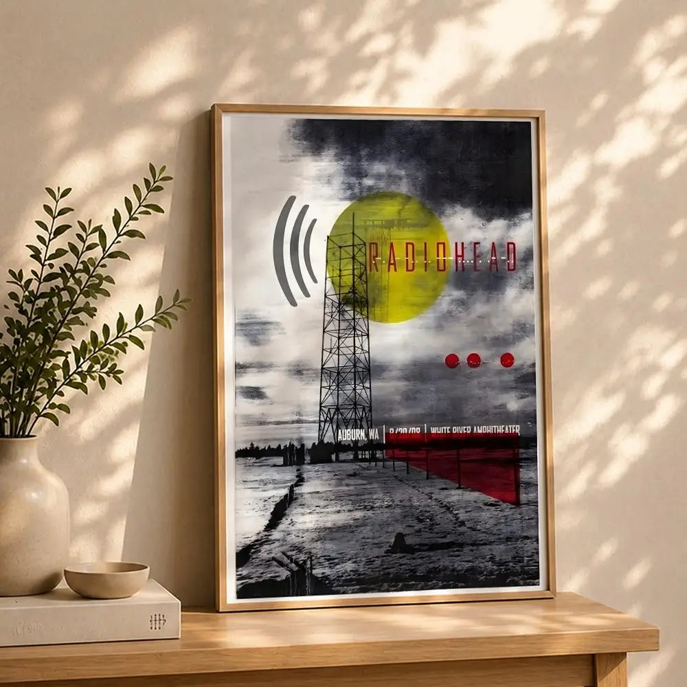 Band R-RadioheadS Poster HD Self Adhesive Waterproof Wall Art Ideal for Home Office Dorm Bedroom Great Gift Peaceful Pleasures Health and Wellness White8 40X50cmNoframe