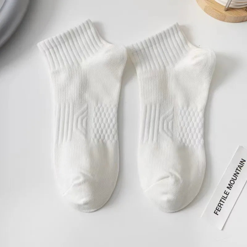 Men's Warm Cotton Short Socks – Black & White Business Sport Set