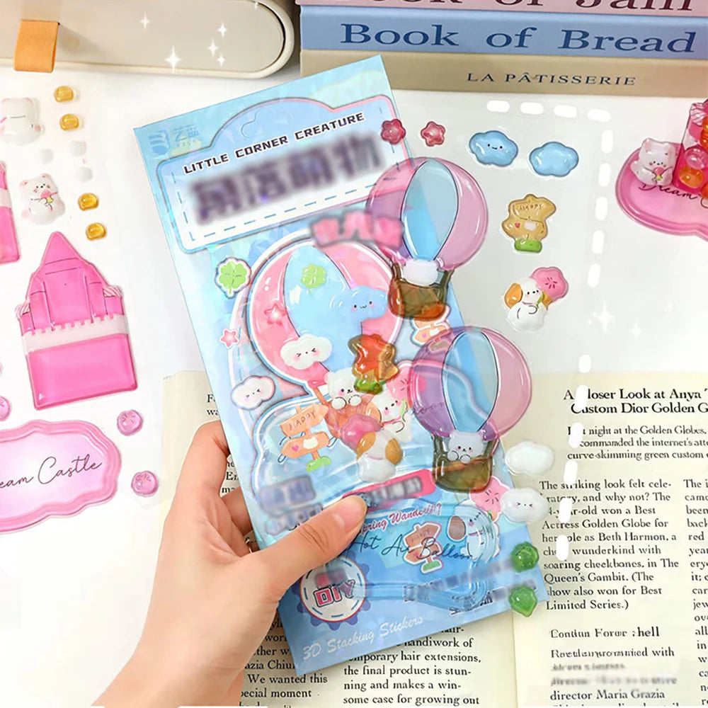 Cartoon Luminous Stickers 3D Relief Layered Music Cute Student