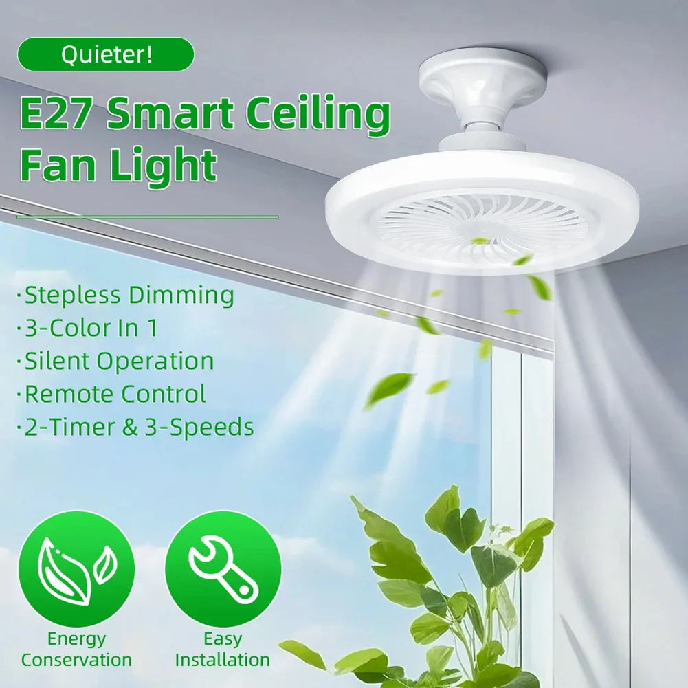 E27 Household Energy-saving Fan Bulb Living Room Remote Control Screw