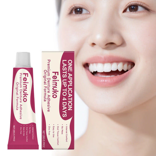 Feimuko Denture Adhesive Cream – Strong Hold & Comfort Fit Denture Adhesive Cream Peaceful Pleasures Health and Wellness