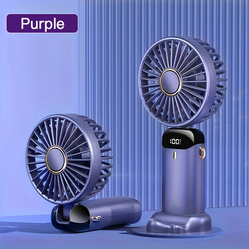 Portable Mini Fan – 6-Speed USB Rechargeable Foldable LED Fan
