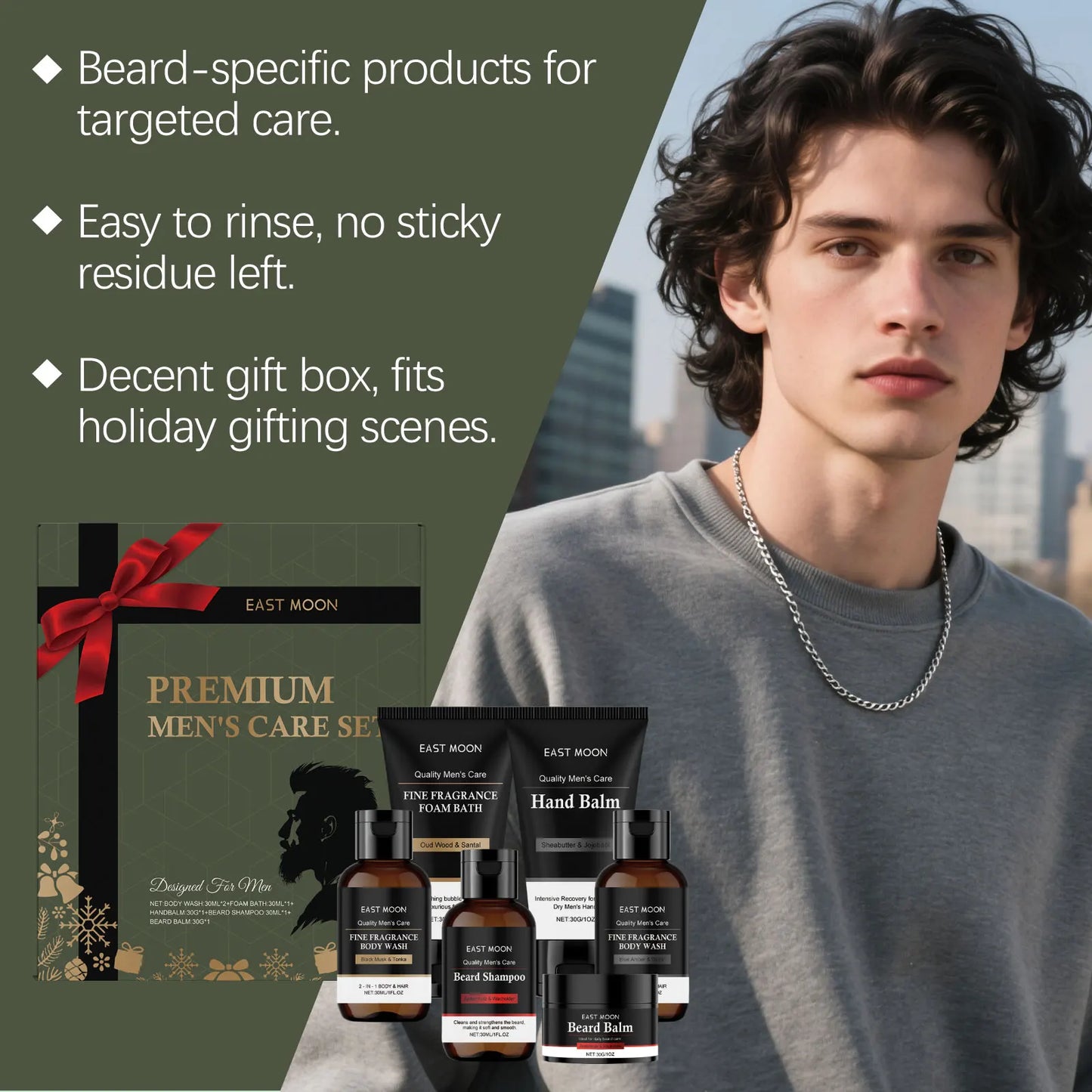 Men's 5-in-1 Grooming Gift Set – Beard, Body & Hand Care