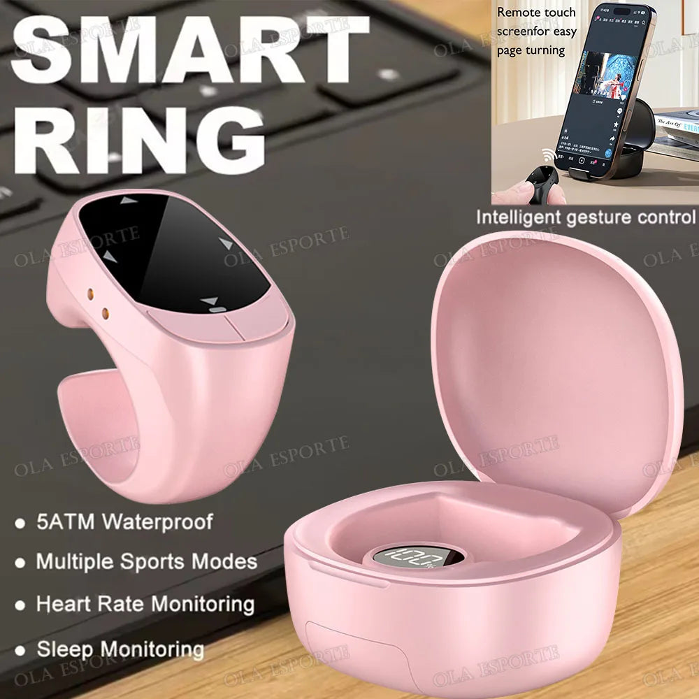 Bluetooth Remote Ring – Page Turner, Camera & Music Control Peaceful Pleasures Health and Wellness Pink